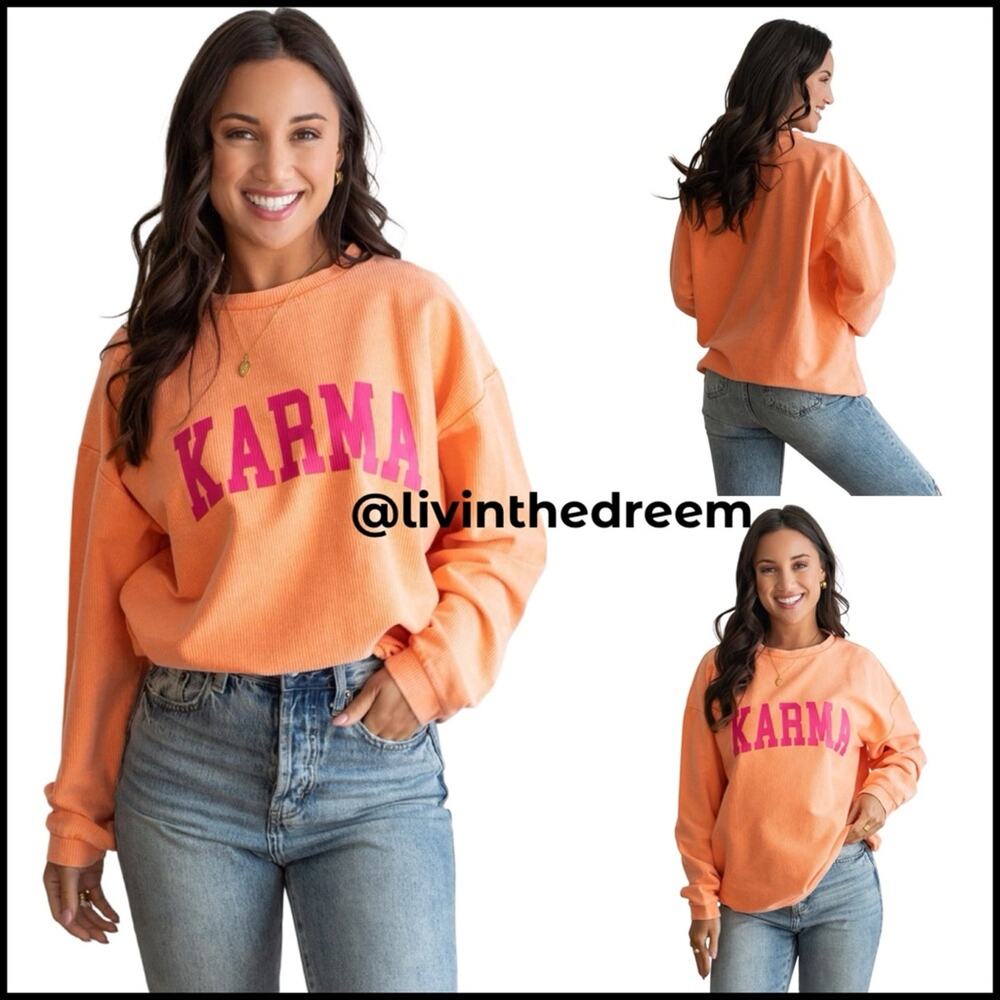 PANACHE ORANGE KARMA SOFT RIBBED SWEATSHIRT $69